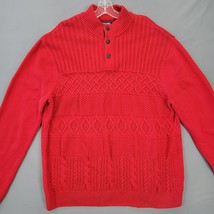 Chaps Men Sweater Size XXL Red Classic Cable Textured Mock Turtle Long Sleeve - £8.61 GBP