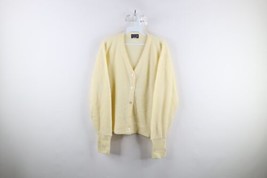 Vintage 70s Izod Womens Small Distressed Blank Knit Cardigan Sweater Cream USA - £37.41 GBP