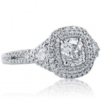 1.39 Ct Natural Cushion Cut Trillion Side Diamond Engagement Ring 18k Gold - £2,636.89 GBP