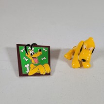 Disney Pluto Lot Pin and Figure Mini Figure 1.75&quot; Tall Collectibles Disneyana - £9.90 GBP