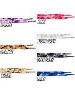 Camouflage Flat Shoelaces- 7 Colours - Orange - Pink - Khaki - Navy - De... - €51,86 EUR