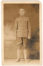 Real Photo Postcard (RPPC) WW1 Young US Army Man, No Hat in Uniform AZO ... - $8.60