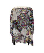 Bisou Bisou Michele Bohbot Women’s Sheer Poncho Top Y2K– Abstract Multic... - €18,95 EUR