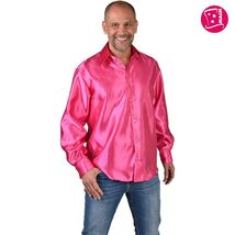 70's style Shirt , Big Collar , Satin - Pink - $34.09