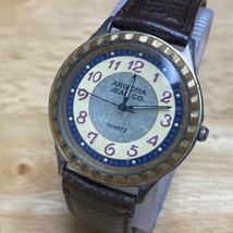 Vintage Arizona Jean Unisex Dual Tone Leather Band Analog Quartz Watch~New Batte - £13.66 GBP