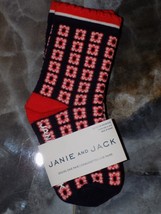 Janie and Jack Geo Floral Navy Blue Crew Socks Size 12/24 Months Girl&#39;s NEW - $10.00