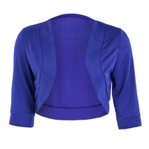 Woman/Girls 3/4 Sleeve Bolero Sweater Jacket Open Shrug Cardigan XL Petite Blue - £14.38 GBP