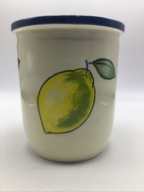 Over and Back Crock Utensil Holder Fruit Lemon Apple 7&quot; Ceramic Portugal Kitchen - £19.57 GBP