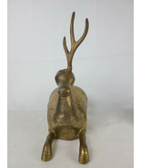 Vintage Brass Reindeer Elk Deer Buck Container Dish MISSING ONE ANTLER - £27.02 GBP