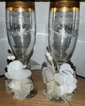 Nuestra Boda Our Wedding Crystal Champagne Toasting Flutes Cut Pasabahce Glass  - £25.62 GBP