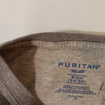 Puritan PM39502 Mens Gray Heather Cotton Blend Henley Long Sleeve Shirt S(34-36) image 3