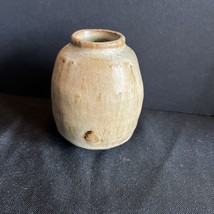 Studio Pottery Glazed Small Vase, Hand Thrown, Dimples &amp; Light Brown Color - $10.90