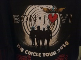 RARE BON JOVI Vintage T-SHIRT L 2010 Tour Rock Band Tee 80s Eighties Har... - $57.42