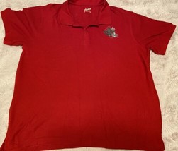 Mens Red Polo shirt Fleur-De-Lis embroidery XL - $15.88