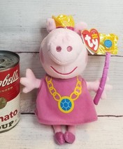 TY Princess Peppa Pig Plush Beanie Baby 7in Fairy Crown Wings Wand Pink 2003 Tag - £10.27 GBP