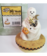 Our America Candle Topper Heather Hykes Halloween Ghost Holding Pumpkin ... - £12.44 GBP