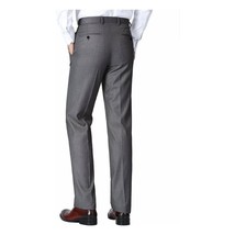 Men Renoir Flat Front Pants 100% Wool Super 140's Classic Fit 508-3 Mid gray image 2