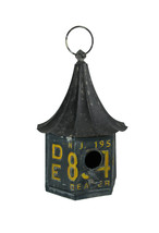 Antiqued Blue Vintage License Slate Design Metal Hanging Birdhouse - $35.53