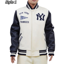 Men&#39;s New York Yankees Retro Classic Biker Varsity Jacket - £159.36 GBP