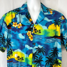 Aloha Republic Tropical Sunrise Vtg Hawaiian Shirt Large Mens Slim 45x30 Cotton - £30.06 GBP
