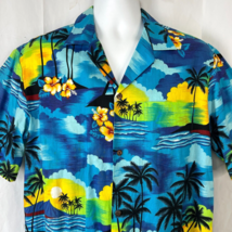 Aloha Republic Tropical Sunrise Vtg Hawaiian Shirt Large Mens Slim 45x30 Cotton - £29.99 GBP