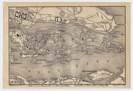 1912 Original Antique Map Of Djurgarden Island Stockholm / Sweden - £13.44 GBP