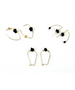 Gemstone Earrings, Black Onyx Stones, 3 Pairs/3Styles, Body Strength, Go... - $185.63 MXN