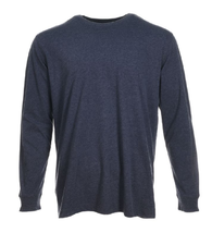 Blue Mountain YMK-1072 Men&#39;s Jersey Crew Long Sleeve Tee, Navy Heather, XL - $27.90