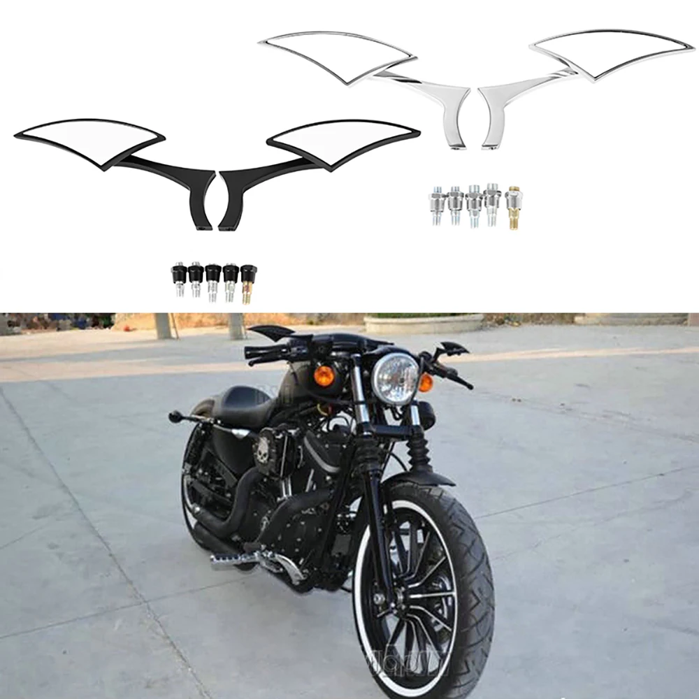 2x Universal Blade Motorcycle Rearview Mirrors For Harley Dyna Sportster Softail - £33.36 GBP