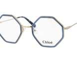 Chloé 2142 424 Gold Blue Geometric Women&#39;s Eyeglasses 50-22-140 W/Case I... - £63.42 GBP