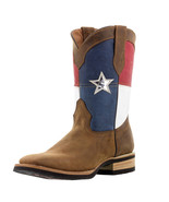 Mens Cowboy Boots Rodeo Dress Brown Texas Flag Botas Hombre Size 7-9.5, ... - €111,17 EUR