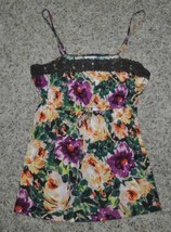 Womens Camisole Top Jr Girls Candies Multi Floral Crochet Cami Shirt $38-size L - £10.90 GBP