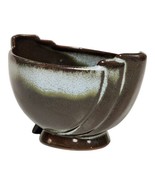 Frankoma Pottery #35 Footed Bowl Prairie Green &amp; Brown Clay Serving Dish - £18.22 GBP