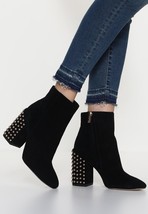 Jessica Simpson Wexton Black Suede Metallic Stud Chunky Block Heel Boots 5.5 M - £41.06 GBP