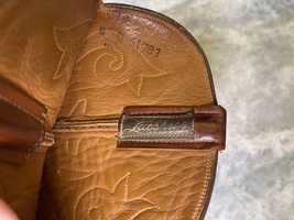 Lucchese handmade exotic Teju lizard cowboy boots men’s size 8 D tobacco brown image 7