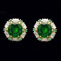2CT Finto Verde Smeraldo Halo Marquise Zircone Cubico Orecchini Oro Placcato - £195.78 GBP