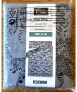George Home Reversible Double Duvet Set &amp; 2 Pillowcases Grey Black Leopa... - £39.32 GBP