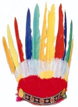 2 INDIAN STYLE FEATHER HEADDRESS BONNET HAT dress up prop costume head b... - $17.68
