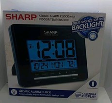 Sharp Digital Atomic Alarm Clock Atomic Accuracy Date Temperature LCD Display - £18.33 GBP