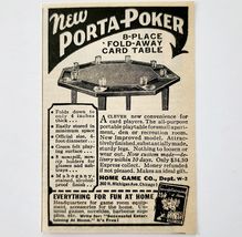 1944 Porta Poker Card Playing Table Octagon Advertisement Home Games Co F8A - $14.99