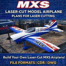 Plans Airplane RC ,,MXS,, Laser Cut CDR-DWG, CNC Wood Model Blueprint Fi... - $18.88