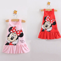 Toddler Kids Girl Fashion Summer Dress Minnie Mouse Sleeveless Cotton Tu... - £4.71 GBP