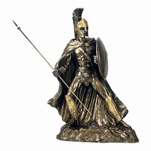 Leonidas Spartan King Warrior Greek Statue Sculpture Cast Marble Bronze Effect - $86.91
