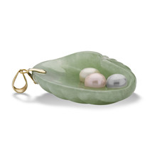 PalmBeach Jewelry Jade and Multicolor Cultured Pearls 14k Gold Shell Pendant - £119.06 GBP