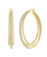 1/10 CT White Diamond 14K Yellow Gold Plated Silver 41mm Hoop Earrings - £181.57 GBP
