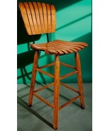 Arthur Umanoff Style Slat Seat Stationary Stool 24&quot; MCM Counter Height W... - €170,78 EUR