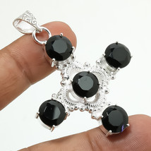 Black Spinel Round Gemstone Fashion Ethnic Gifted Pendant Jewelry 2.30" SA 6877 - £3.97 GBP