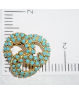 Faux Glass Turquoise Trinity Circle Pin Brooch 1 1/2&quot; Gold Tone - £18.64 GBP