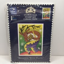 DMC US Postage Stamp Collection Cross Stitch Kit Reindeer With Flute 7.2... - $14.99