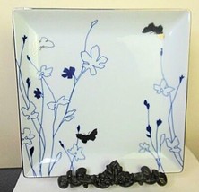 Charter Club Grand Buffet Square Plate with Flowers and Gold Butterflies - £11.62 GBP